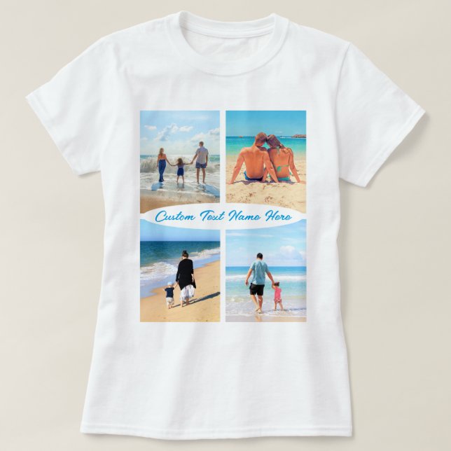 Camiseta y texto de Collage de fotos Personalizado (Diseño del anverso)