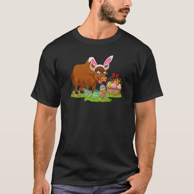 Camiseta Yak Easter Egg Hunting Bunny Yak Easter Sunday  (Anverso)