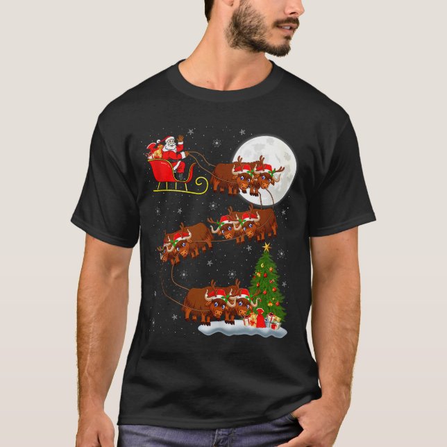 Camiseta Yak Santa Sleigh Flying Funny Magical Christmas Ta (Anverso)