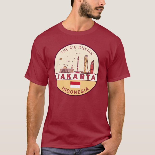 Camiseta Yakarta Indonesia City Skyline Emblem (Anverso)