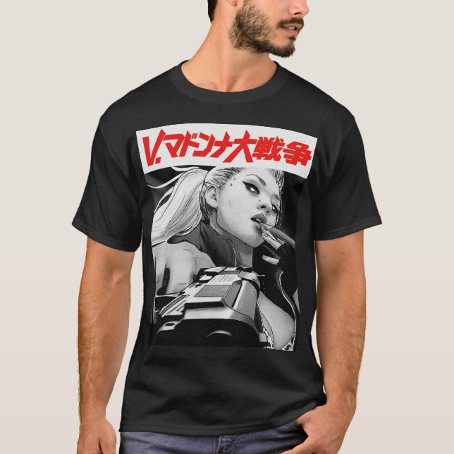 Camiseta Yakuza Chica japonés de ciberpunk estilo urbano (Anverso)