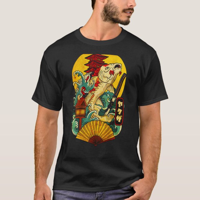 Camiseta Yakuza Estética japonesa Koi Carp Katana Tattoo ( (Anverso)