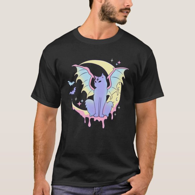 Camiseta Yami Moon Phases Pastel Gótico Gato Kitty Pagan Br (Anverso)