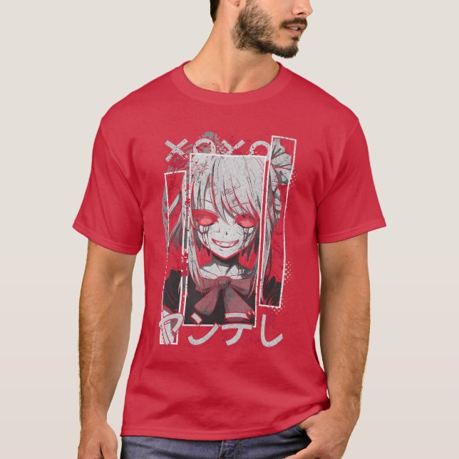Camiseta Yandere Anime Menhera Girl Kawaii Japanese Horror  (Anverso)