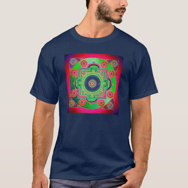 Camiseta YANTRA - la gran rueda - rosa verde (Anverso)
