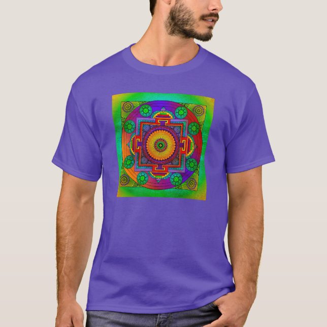Camiseta YANTRA - la gran rueda - violeta verde (Anverso)