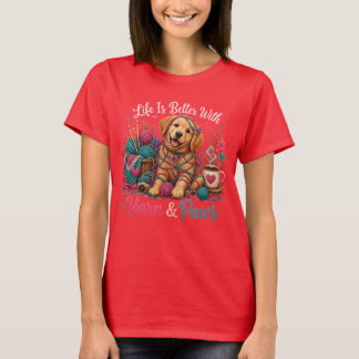 Camiseta Yarn & Paws Golden Retriever Tejido y Ganchillo T-