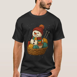 Camiseta Yarn Snowman Knitting Crafting Crocheting Quilter