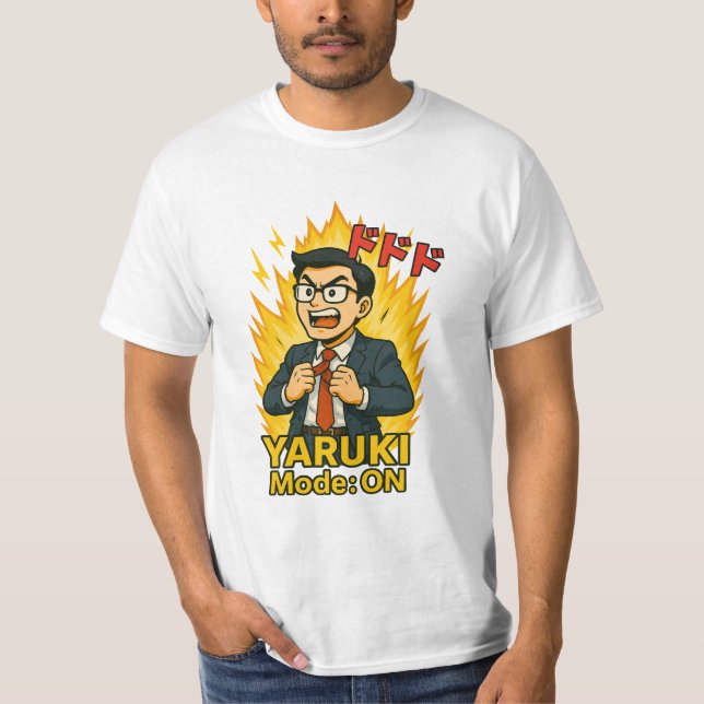 Camiseta YARUKI Mode: ON - Funny Japanese Salaryman Anime S (Anverso)