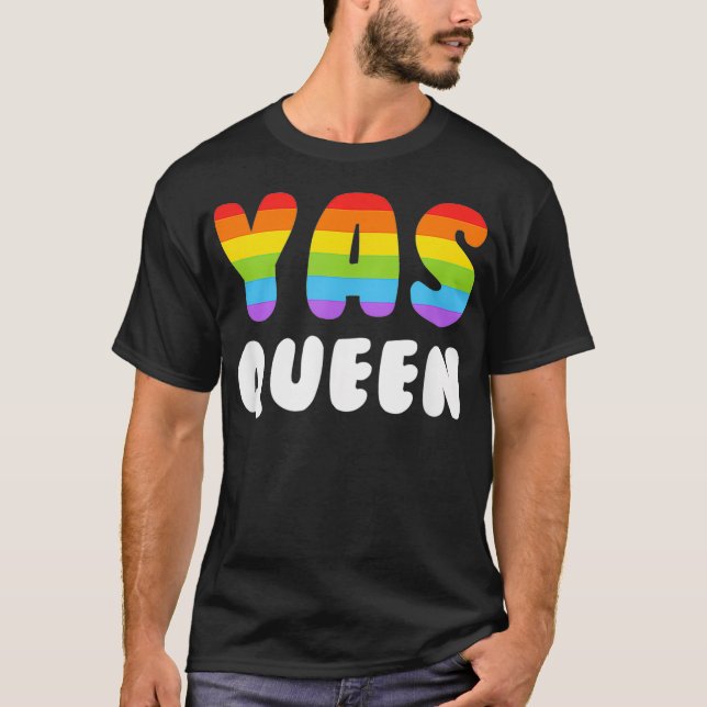 Camiseta Yas Queen Men Gay Orgullo LGBTQ Arcoiris Yaas  (Anverso)