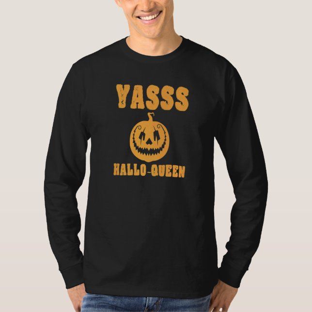 Camiseta Yasss Hallow-Queen Cute Trendy Funny Calabaza Jack (Anverso)