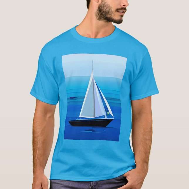 Camiseta Yate bajo la vela, azul cobalto (Anverso)