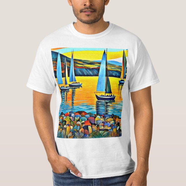 Camiseta Yates junto a rocas (Anverso)