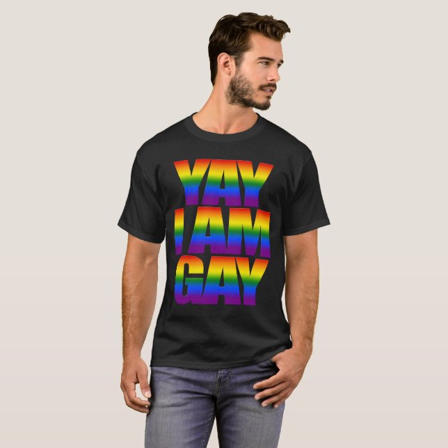 Camiseta Yay soy el orgullo gay gay 2019 del texto LGBTQ (Anverso completo)