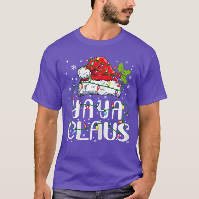 Camiseta Yaya Claus Christmas Santa Hat Matching Family Xma (Anverso)