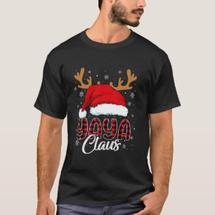 Camiseta Yaya Claus Santa Hat Reindeer Red Plaid Mateo F