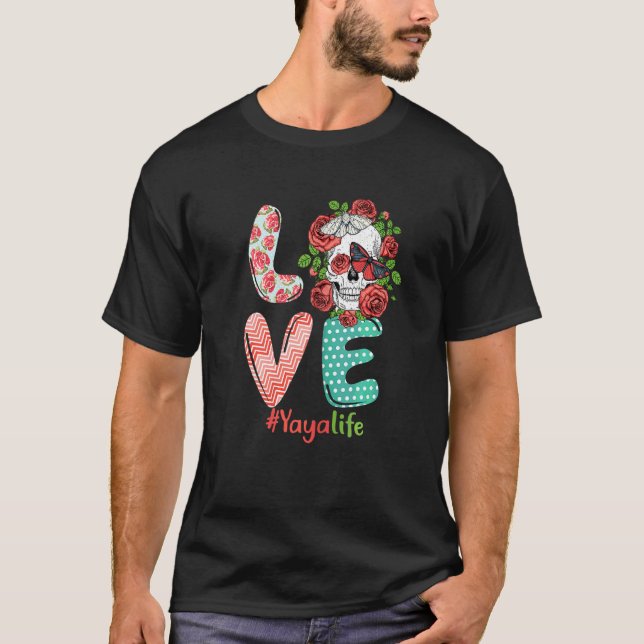 Camiseta Yaya Life Love Grandma Skull Rosa Costume M (Anverso)