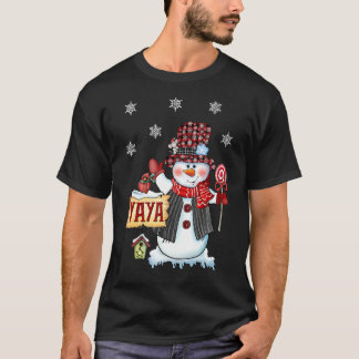 Camiseta Yaya Navidades de Snowman Candy Cane Red Plaid San