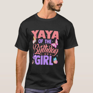 Camiseta Yaya Of The Birthday Girl Butterfly Party Matching