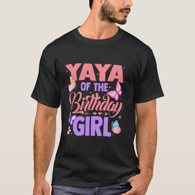 Camiseta Yaya Of The Birthday Girl Butterfly Party Matching (Anverso)