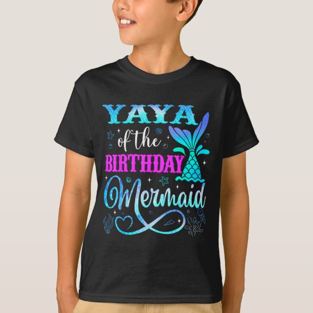 Camiseta Yaya Of The Birthday Mermaid Family Matching Party (Anverso)