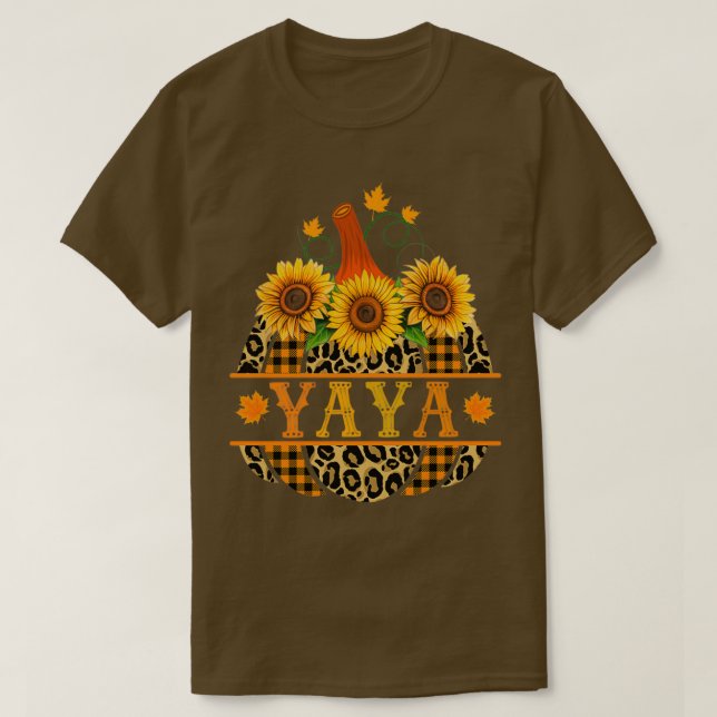 Camiseta Yaya Pumpkin Leopardo Print Sunflower Buffalo Juga (Diseño del anverso)