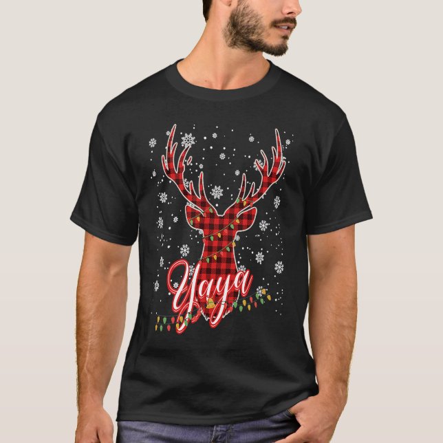 Camiseta Yaya Reindeer Family Matching Pyjama Christmas (Anverso)