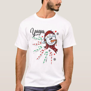 Camiseta Yaya Snowman Candy Cane Navidades navideños gracio