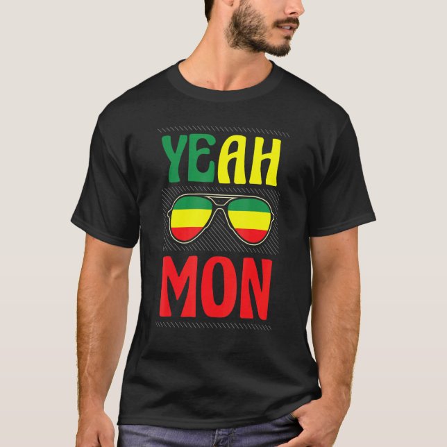 Camiseta Yeah Mon Jamaican Por Diseño De Bandera Nacional J (Anverso)