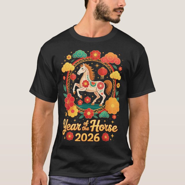 Camiseta Year Of The Horse 2026 Chinese New Year Men Women  (Anverso)