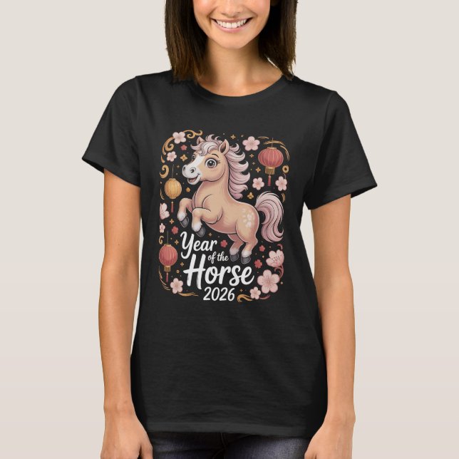 Camiseta Year of the Horse 2026 Chinese New Year Shirt Cute (Anverso)