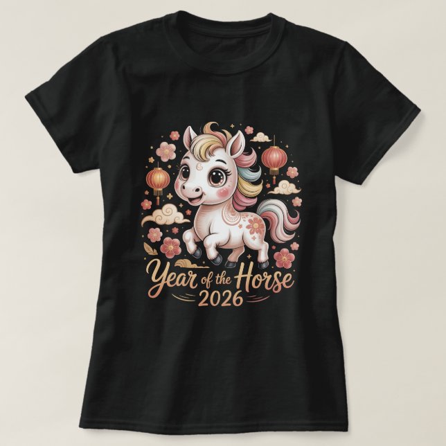 Camiseta Year of the Horse 2026 Chinese New Year Shirt Cute (Diseño del anverso)