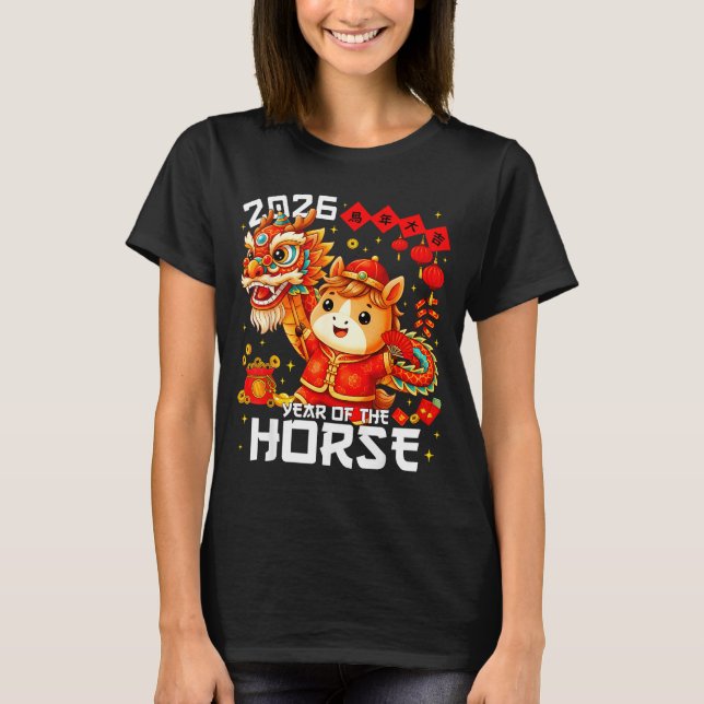Camiseta Year Of The Horse 2026 Lion Dance Chinese New Year (Anverso)
