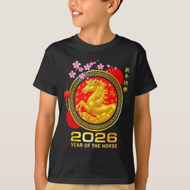 Camiseta Year Of The Horse 2026 Lunar New Year Chinese Men  (Anverso)