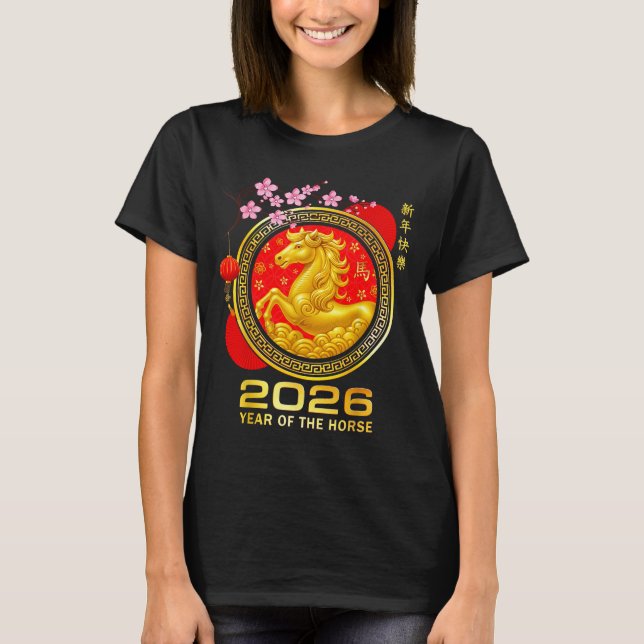 Camiseta Year Of The Horse 2026 Lunar New Year Chinese Men  (Anverso)