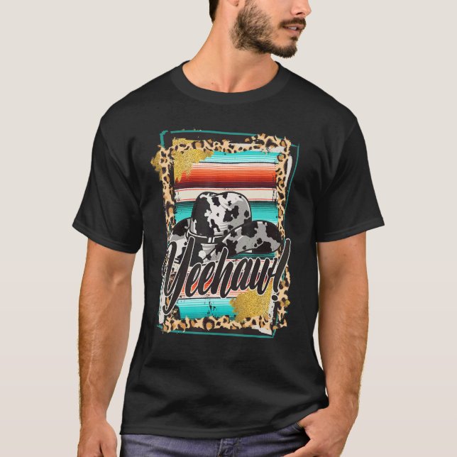Camiseta YEEHAW  Leopard Cow Pattern Print Serape Rodeo 1 (Anverso)