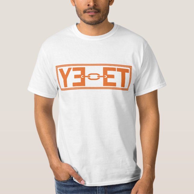 Camiseta YEET Logo Design: Bold Orange Typography (Anverso)