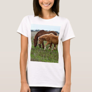 Camiseta Yegua castaña y potro Palomino,