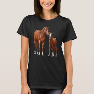 Camiseta Yegua de caballo cuarto de alazán castaño y potro 