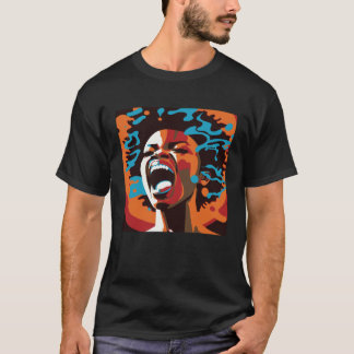 Camiseta Yelling African American Woman Afro Black Pride & 