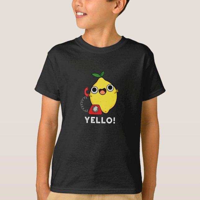 Camiseta Yello Funny Lemon Amarillo Pun Dark BG (Anverso)