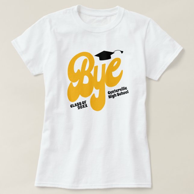 Camiseta Yellow Bye Graduation Cap Senior (Diseño del anverso)