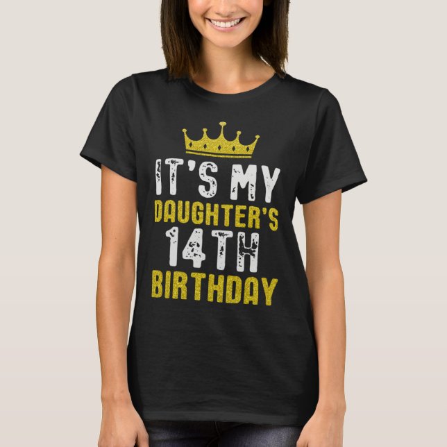 Camiseta Yellow Crown 14th Bday For Daughter From Mom Dad (Anverso)