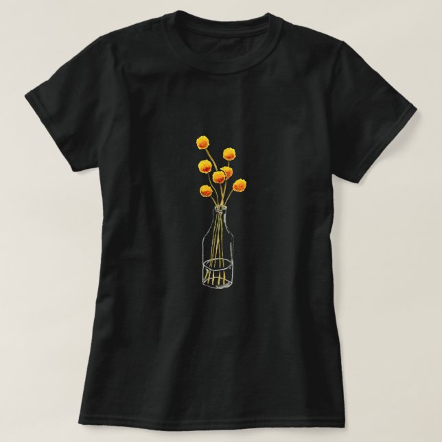 Camiseta Yellow happy Billy Button flores arte australiano (Diseño del anverso)