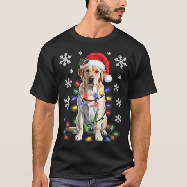 Camiseta Yellow Labrador Retriever Christmas Tree Light Paj (Anverso)