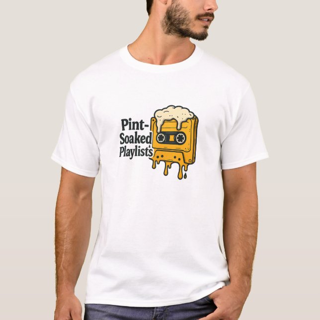 Camiseta Yellow Melting Beer Cassette Music Quote (Anverso)