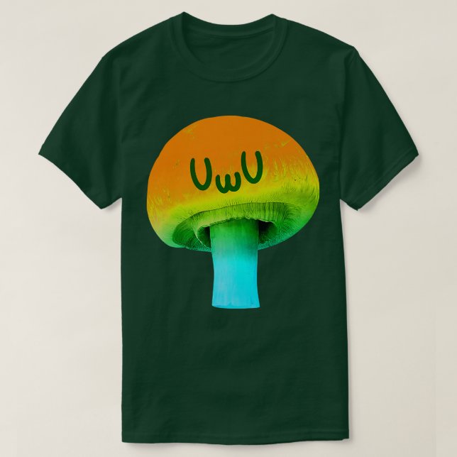Camiseta Yellow Mushroom  Anime UWU Face  Trippy Psychedeli (Diseño del anverso)
