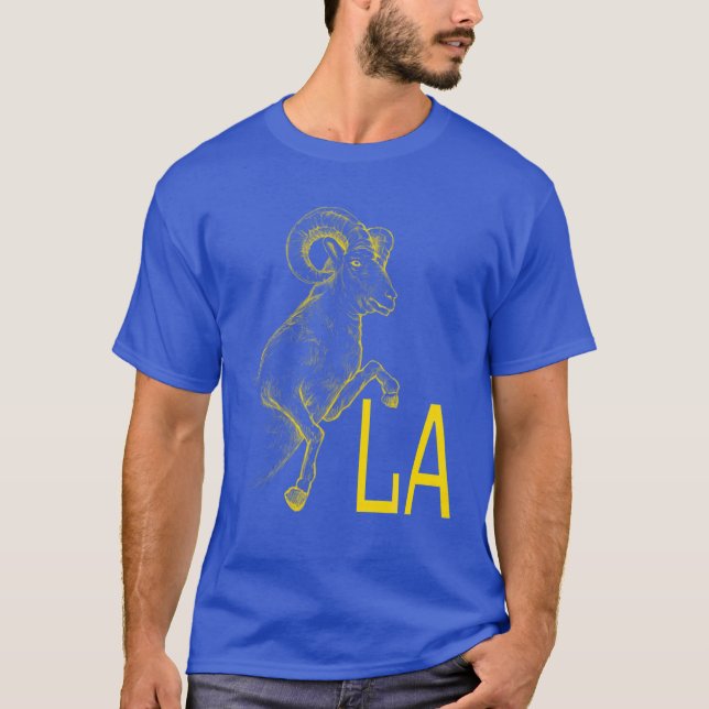 Camiseta Yellow Ram LA Blue California Los Angeles Gifts (Anverso)