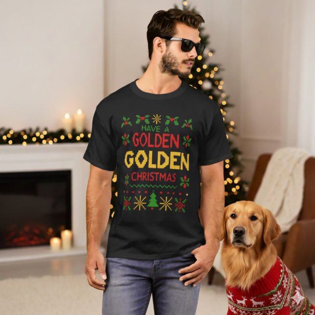 Camiseta Yellow Red Retro Knit Golden Christmas Pattern (Subido por el creador)
