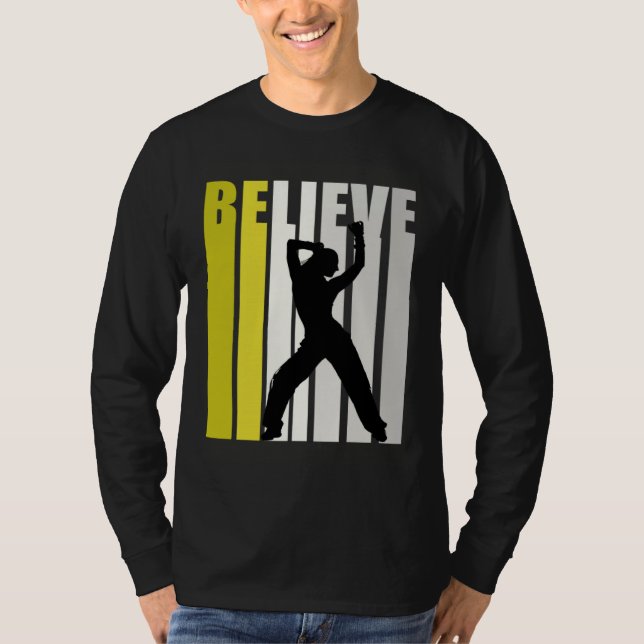 Camiseta Yellow Retro Womens Believe Dance Motivational Ins (Anverso)